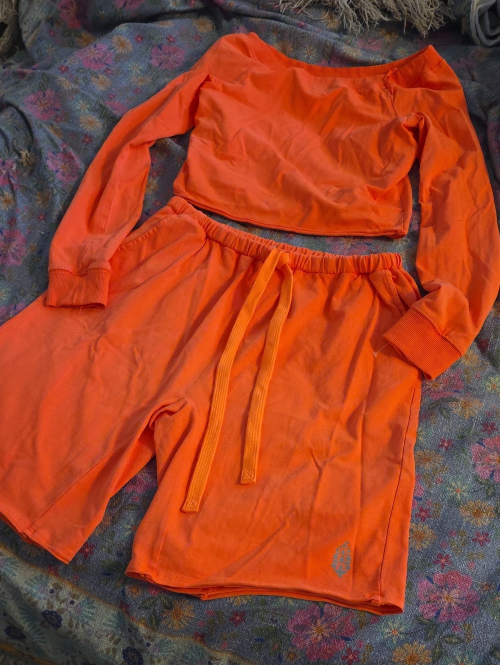 Free People Orange Women's Lounge Shorts Set